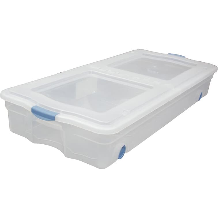 Gsc Technology 64L Clear Under the Bed Storage Box, with Wheels 