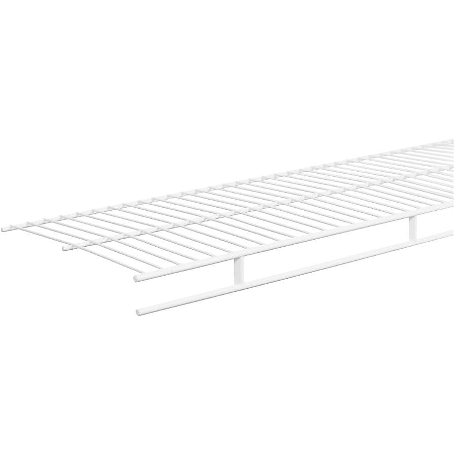 White Wire Shelf With Rod, Wire Shelving Hardware