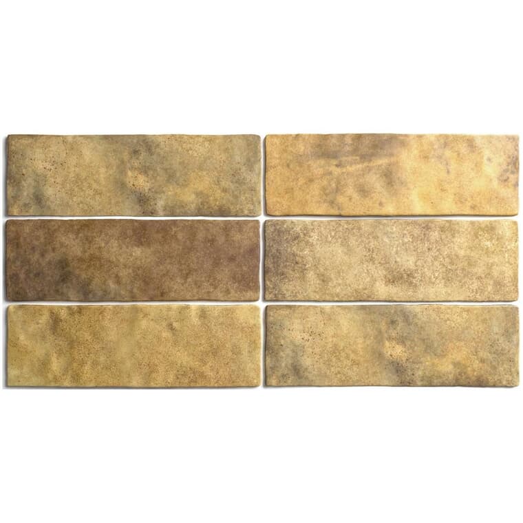 Artisan Collection 2.5" x 8" Ceramic Subway Tile - Gold, 5.27 sq. ft.