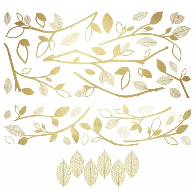 Gold Branch Peel & Stick Wall Decals - with 3D Leaves