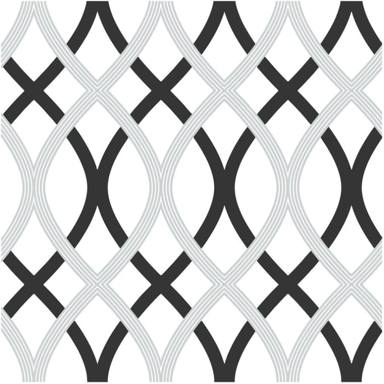Lattice Peel & Stick Wallpaper - Black & Grey, 20.5" x 18'