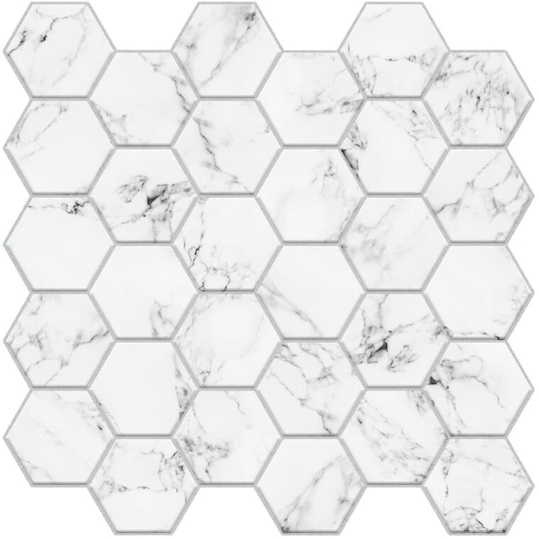 Paquet de 4 carreaux autocollants pour dosseret, motif hexagonal marbré, 10,5 po