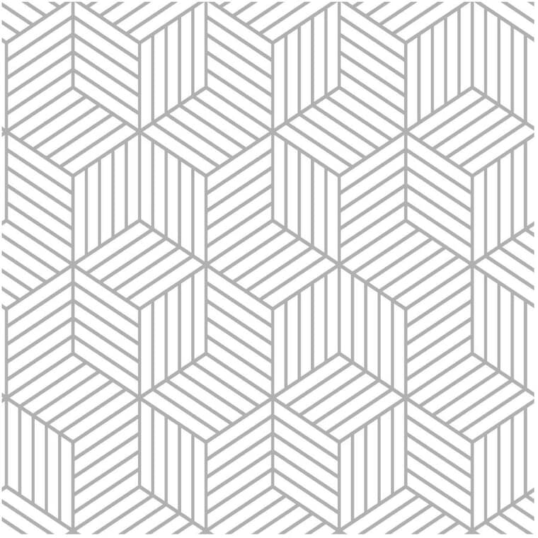 Papier peint peler et coller, motif hexagonal rayé, 20,5 po x 16,5 pi