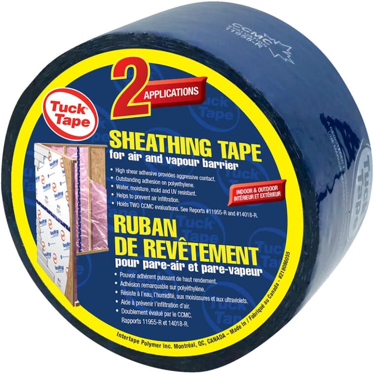 Tuck Tape Sheathing Tape -  for use with both PE Vapour Barrier & House Wrap, 60 mm x 55 m