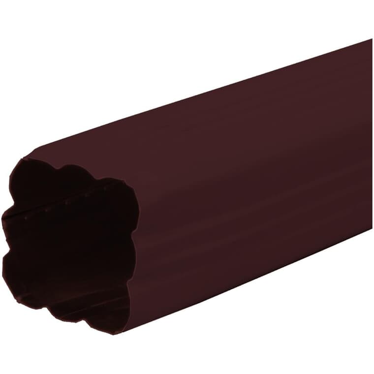 Tuyau de descente de 2-1/2 po x 2-1/2 po x 10 pi pour gouttière en aluminium, brun chocolat semi-lustré