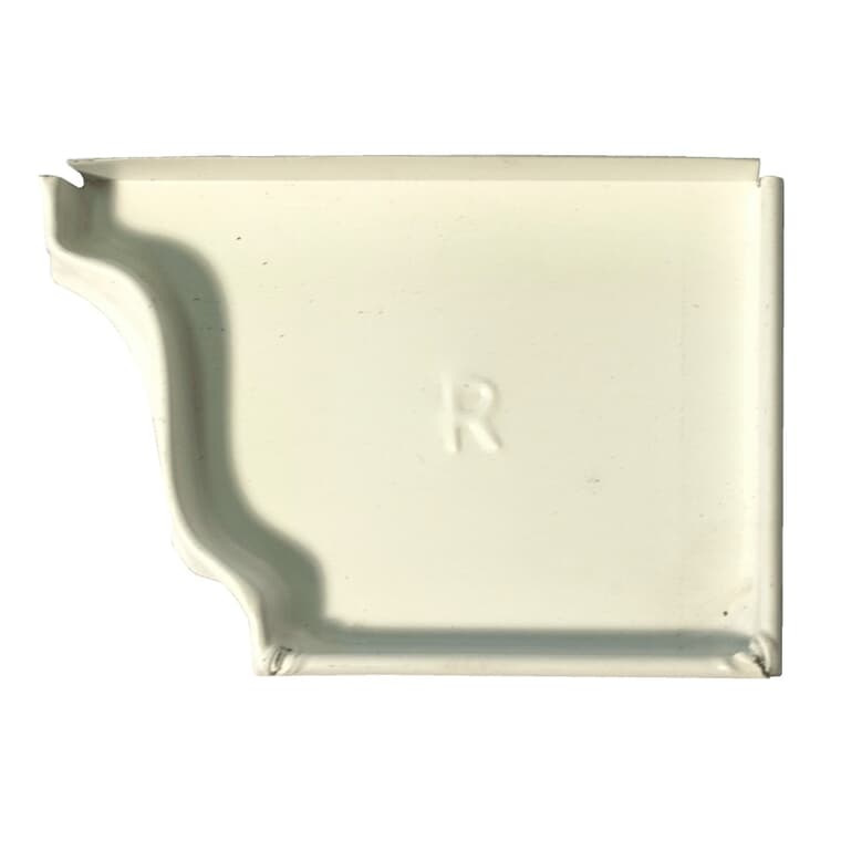 4" Right Hand K Style White Aluminum Gutter End Cap