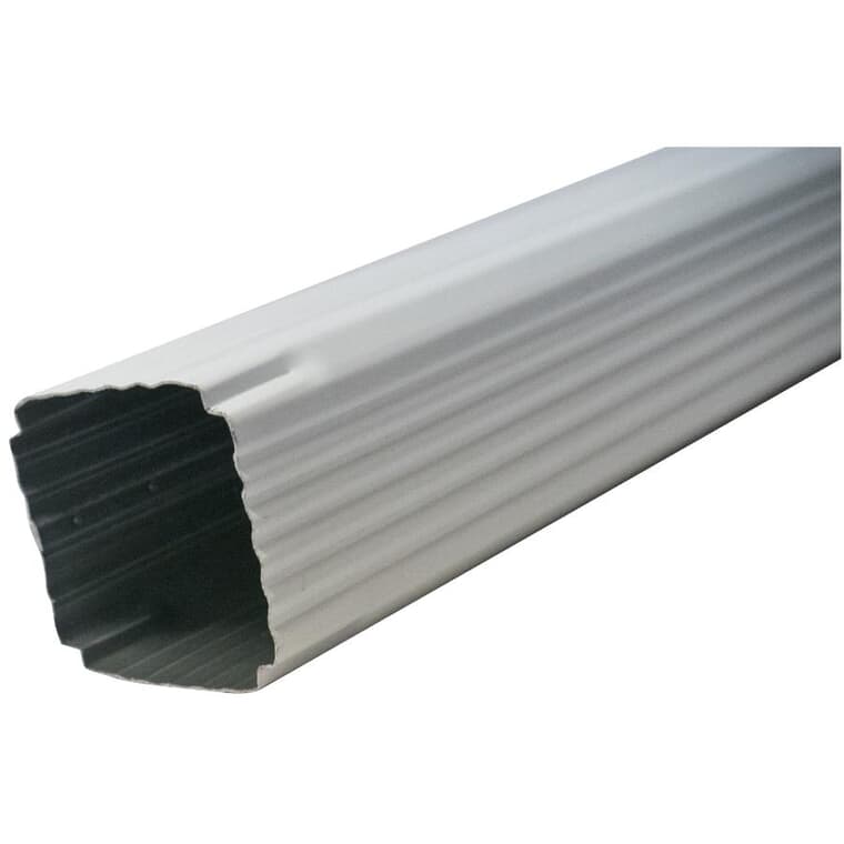 Tuyau de descente de 3 po x 3 po x 10 pi pour gouttière en aluminium, blanc