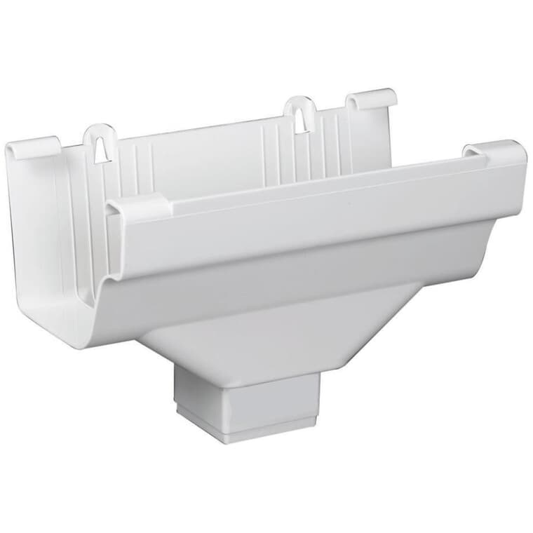 Traditional White Vinyl Gutter Drop Outlet