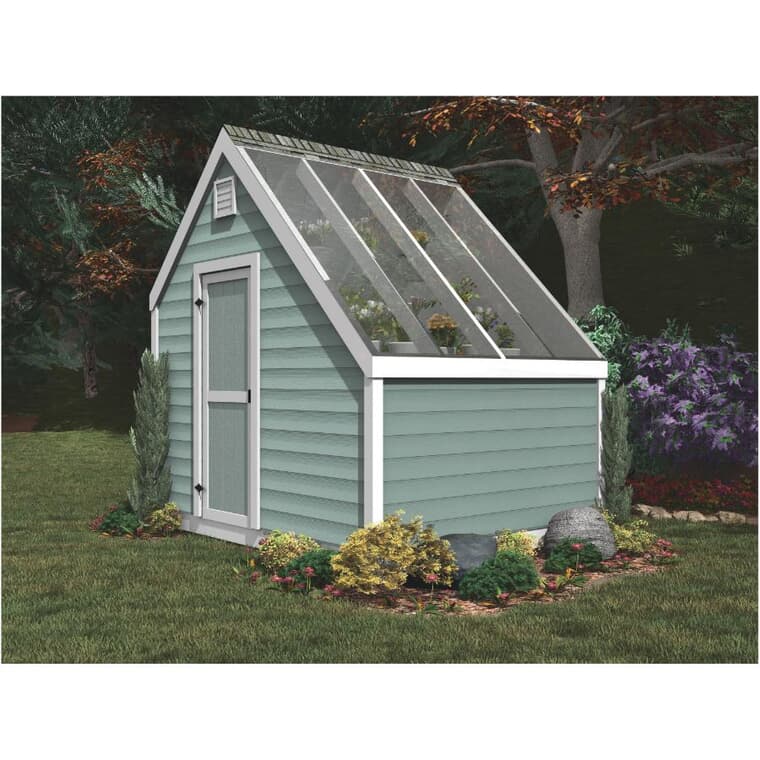 8' x 10' Decorative Plywood Green House Gable Shed Package