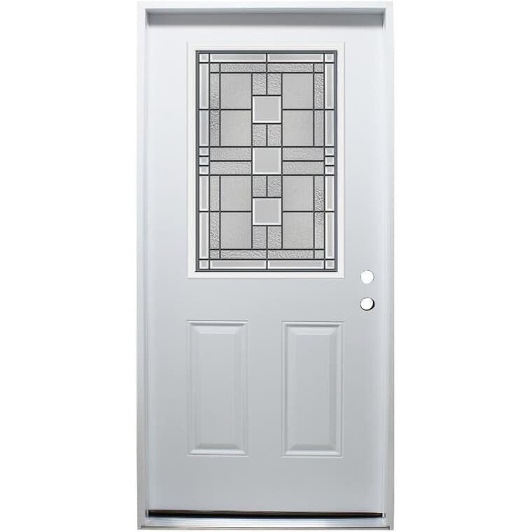 34" x 80" Left Hand Polytech Steel Door, with Monterey 22" x 36" Lite