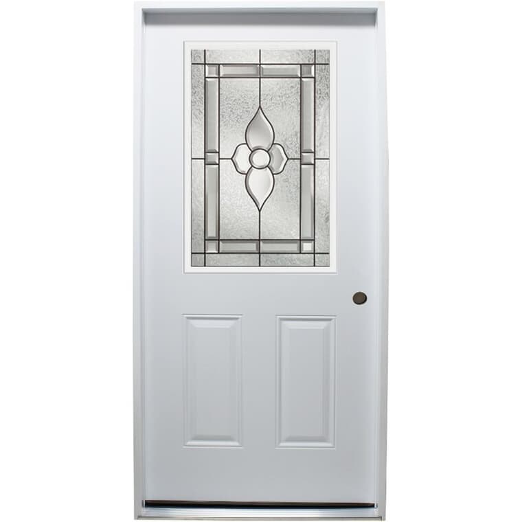 34" x 80" Left Hand Polytech Steel Door, with Nouveau 22" x 36" Lite