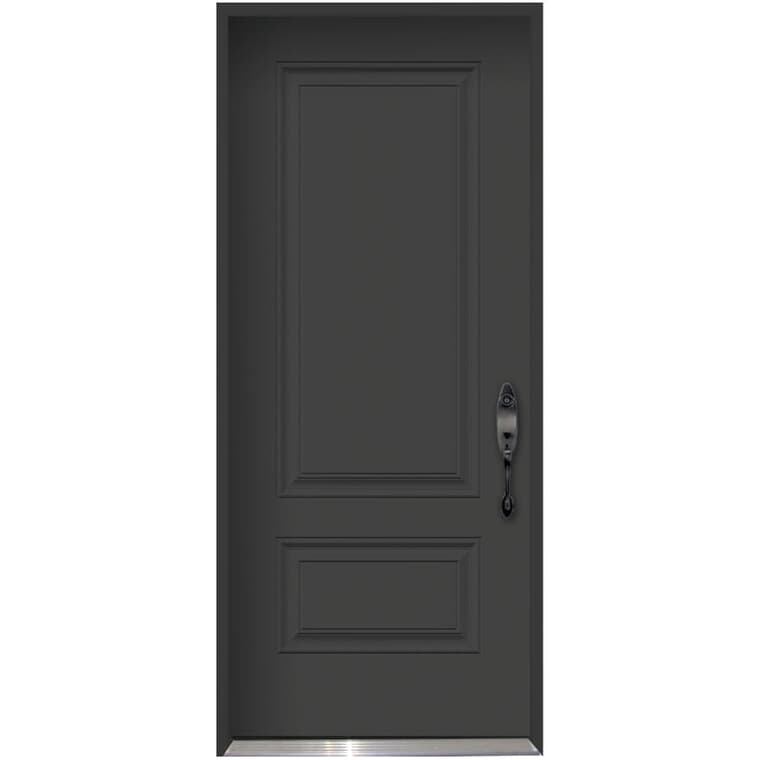 36" x 80" Polytech Left Hand Black and White Steel Door