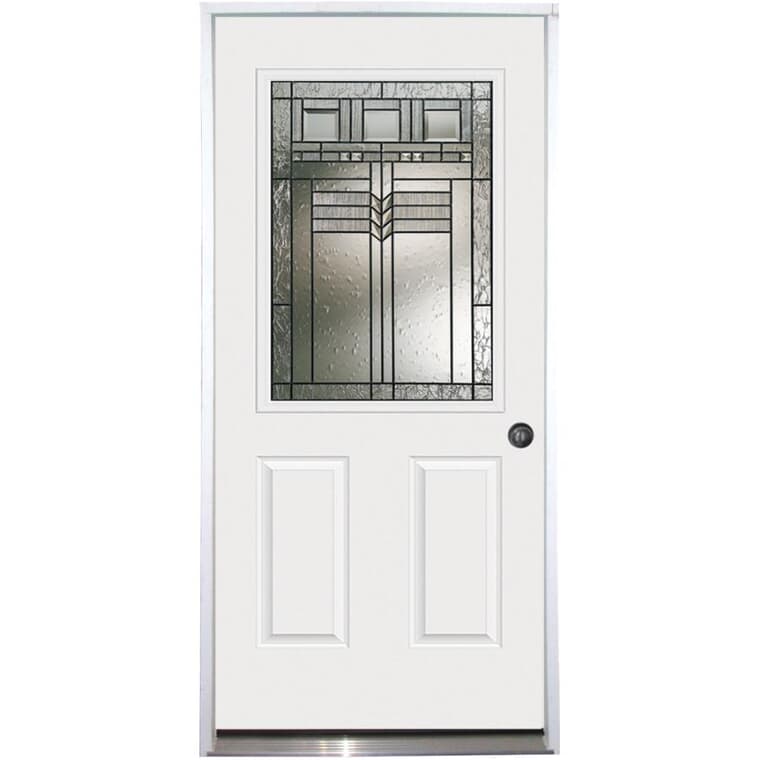 36" x 80" Left Hand Polytech Steel Door, with Oak Park 22" x 36" Lite