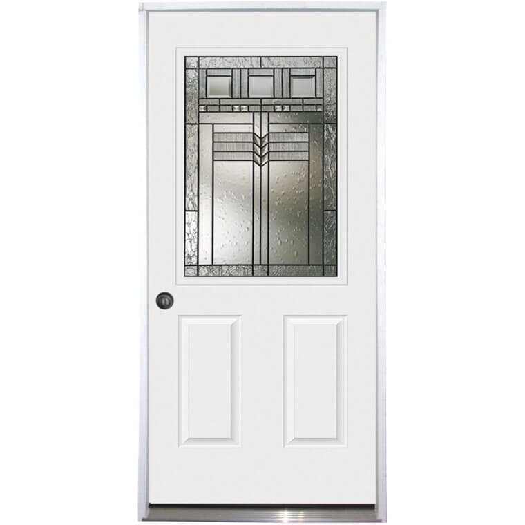 36" x 80" Right Hand Polytech Steel Door, with Oak Park 22" x 36" Lite