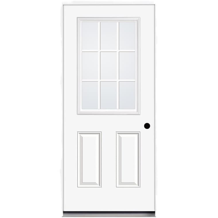 32" x 80" Super Saver Left Hand Steel Door, with 22" x 36" 9 Lite