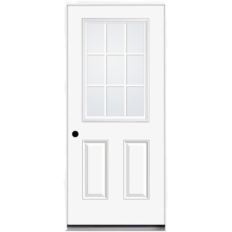 32" x 80" Super Saver Right Hand Steel Door, with 22" x 36" 9 Lite