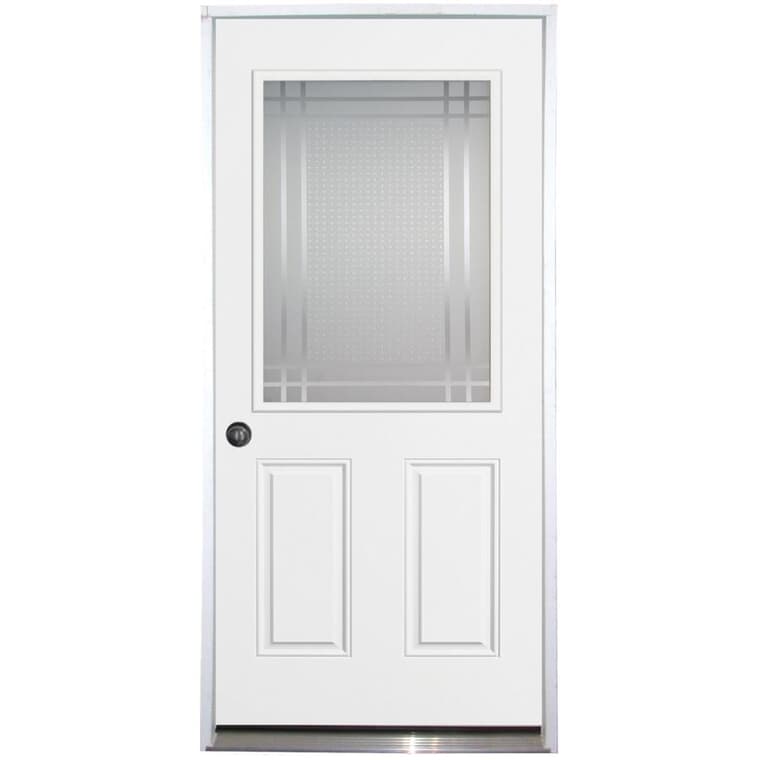 34" x 80" Right Hand Polytech Transit Steel Door, with Sandblasted 22" x 36" Lite