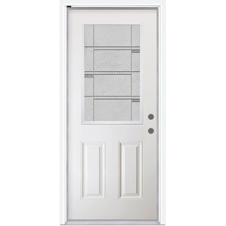 32" x 80" Left Hand Double Drilled Fibreglass Door - with 22" x 36" Crosswalk Insert + 4-9/16" Finger Joint Primed Pine