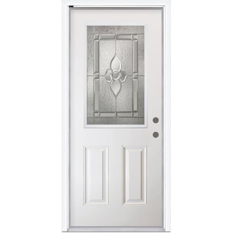 32" x 80" Left Hand Double Drilled Fibreglass Door - with 22" x 36" Nouveau Insert + 4-9/16" Composite Frame + Attached Brickmould
