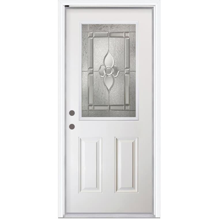 32" x 80" Right Hand Double Drilled Fibreglass Door - with 22" x 36" Nouveau Insert + 4-9/16" Composite Frame + Attached Brickmould