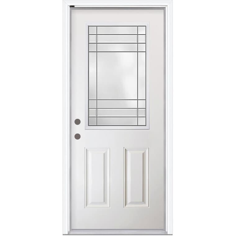 32" x 80" Right Hand Double Drilled Fibreglass Door - with 22" x 36" Celeste Insert + 4-9/16" Composite Frame + Attached Brickmould