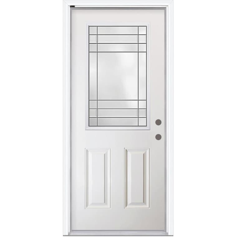 36" x 80" Left Hand Double Drilled Fibreglass Door - with 22" x 36" Celeste Insert + 4-9/16" Composite Frame + Attached Brickmould