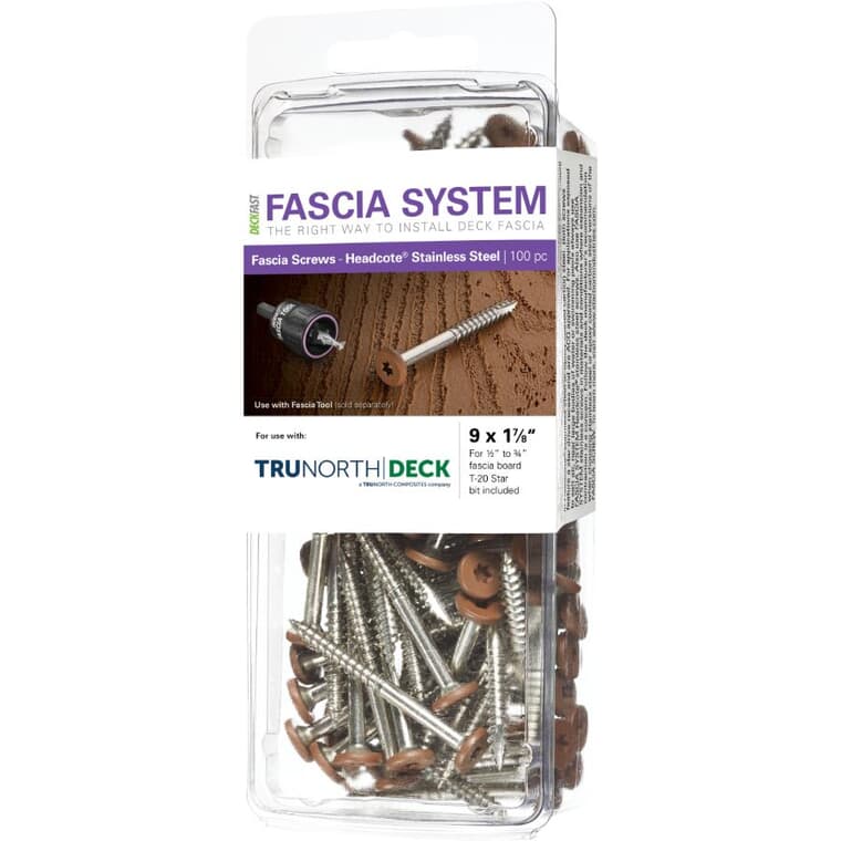 #9 x 1-7/8" TruNorth Fascia Screws - 100 Pack, Stone Grey/Amazon Grey/Ash Grey/Kootenay