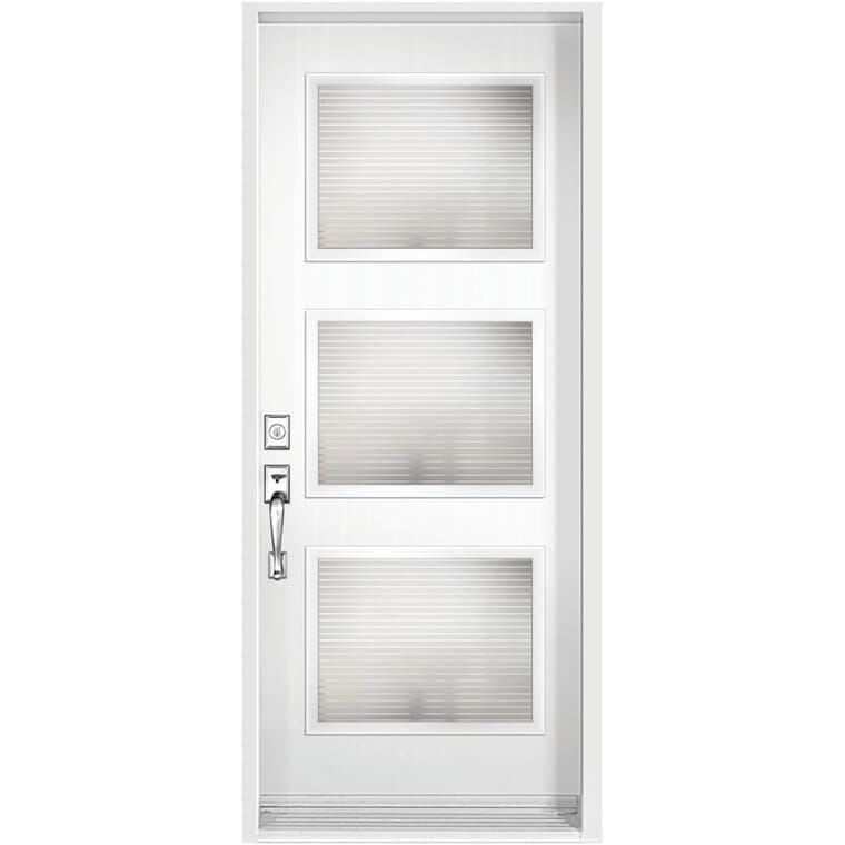 34" x 80" Right Hand Steel Door, with Linea 23" x 18" Low-e Lite