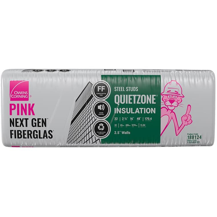 2.5" x 16" Quietzone Pink Insulation, covers 170.7 sq. ft.