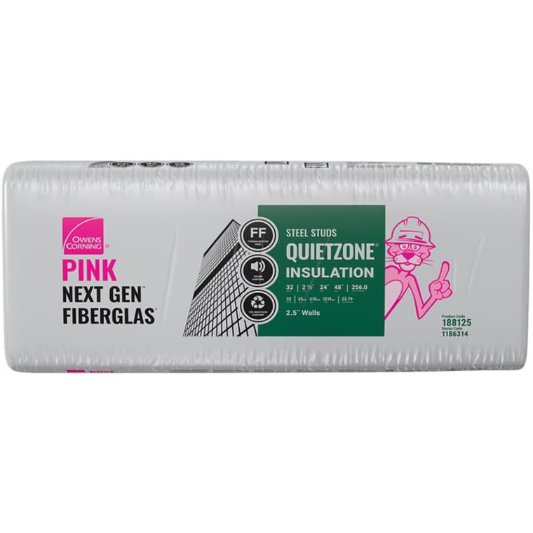2.5" x 24" Quietzone Pink Insulation, covers 256 sq. ft.