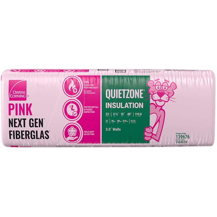 3.5" x 15" Quietzone Pink Insulation, covers 110 sq. ft.