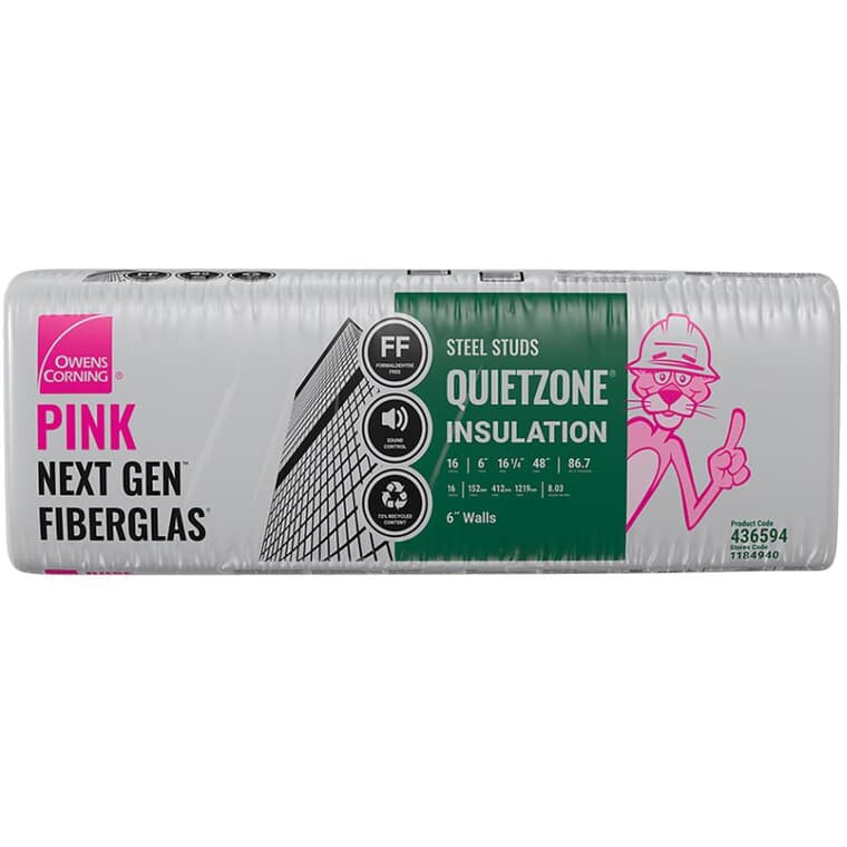 6" x 16" Quietzone Pink Insulation, covers 86.7 sq. ft.