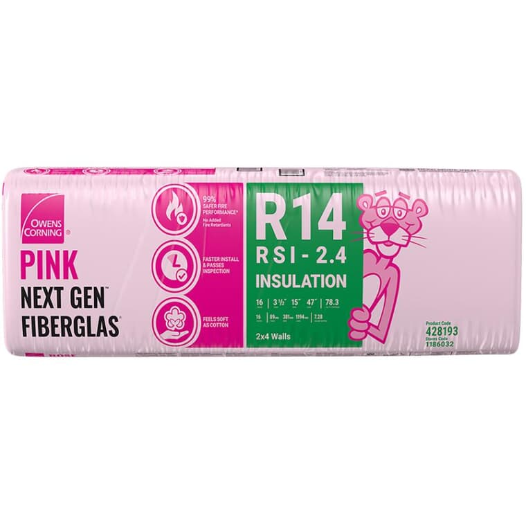 R14 x 15" Pink Insulation, covers 78.3 sq. ft.