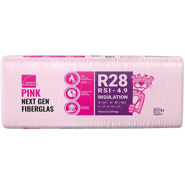 R28 x 24" Pink Insulation, covers 80 sq. ft.