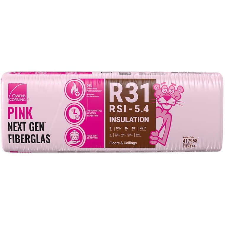 R31 x 16" Pink Insulation, covers 42.6 sq. ft.