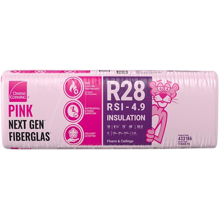 R28 x 15" Pink Insulation, covers 50 sq. ft.