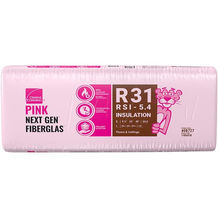 R31 x 24" Pink Insulation, covers 64 sq. ft.