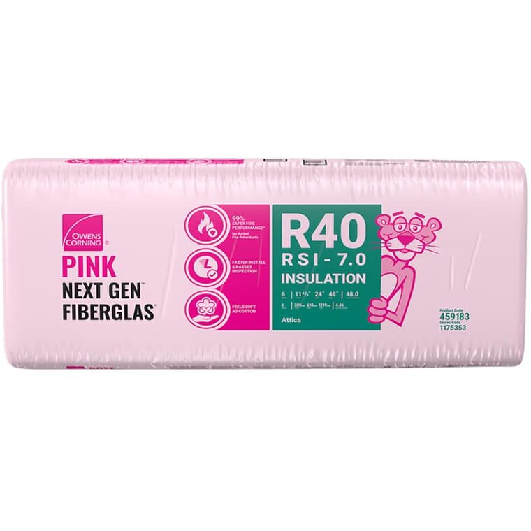 R40 x 24" Pink Insulation, covers 48 sq. ft.