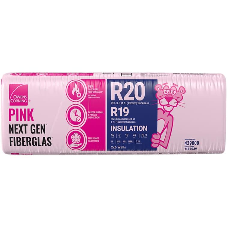 R20 x 15" Pink Insulation, covers 78.3 sq. ft.