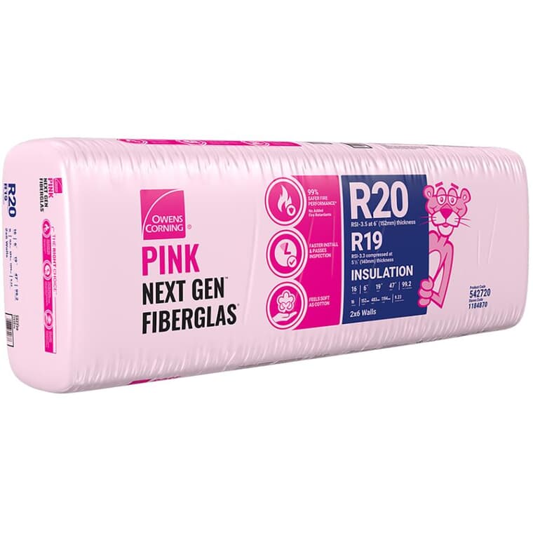 R20 x 19" Pink Insulation, covers 99.4 sq. ft.