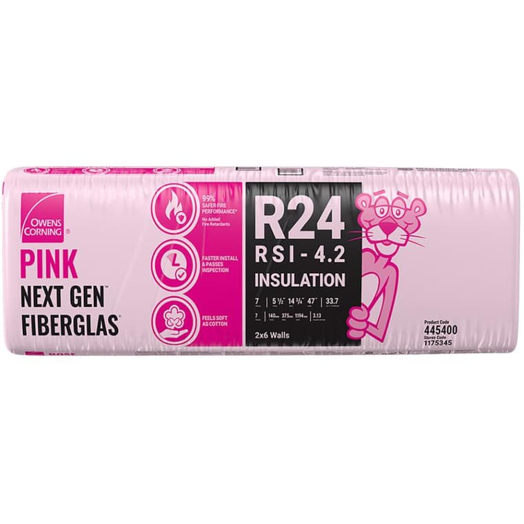 R24 x 15" Pink Insulation, covers 33.7 sq. ft.