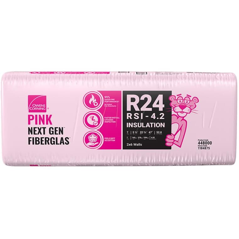 R24 x 23" Pink Insulation, covers 52 sq. ft.