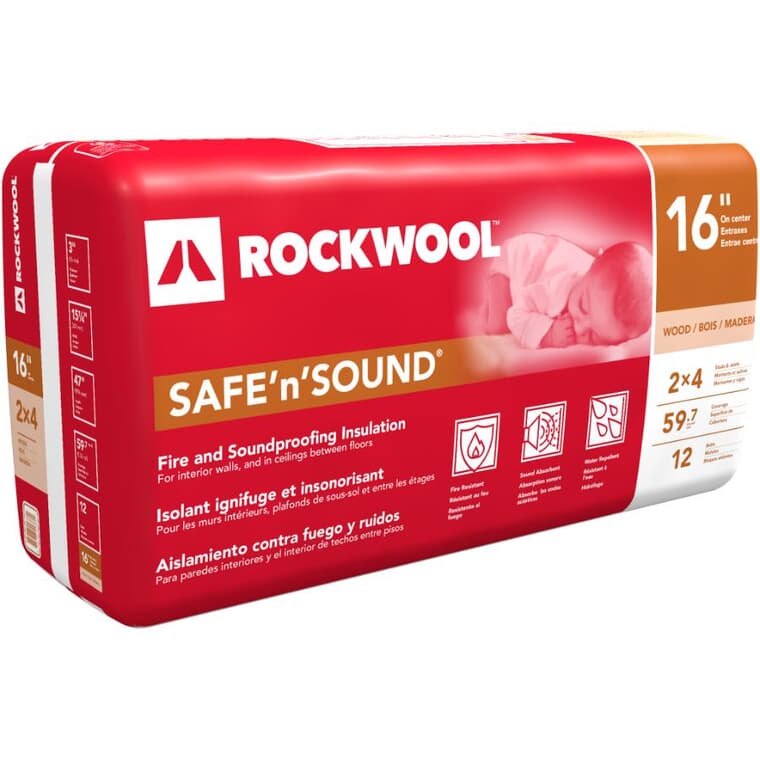 3" x 15" Safe n' Sound Wood Stud Insulation, covers 59.7 sq. ft.