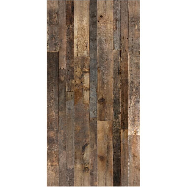Panneau mural Magog en HDF à l'apparence de bois de grange, 1/4 po x 4 pi x 8 pi, brun