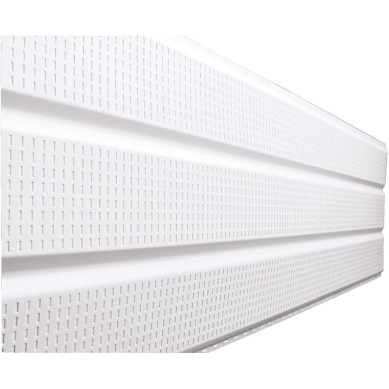 18" x 10' White 3 Panel Vented Aluminum Soffit