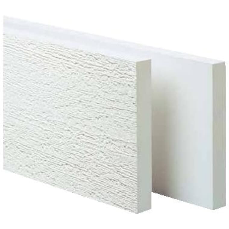 Planche de finition double face en PVC de 1 po x 4 po x 12 pi, grain de bois et lisse