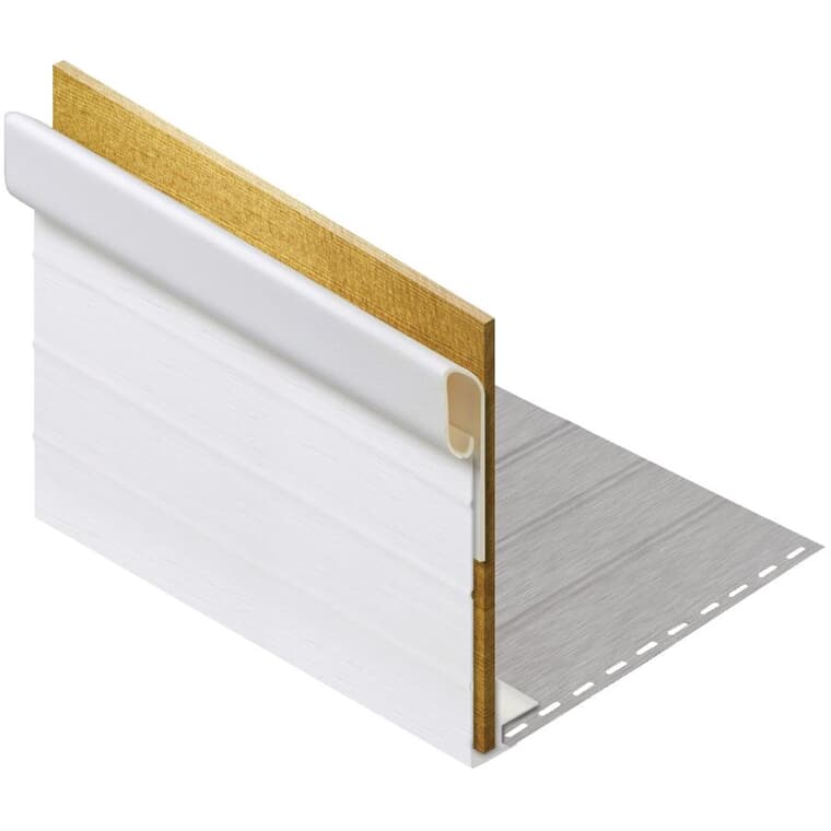 Soffite ventilé en vinyle à 2 panneaux de 10 po x 12 pi, blanc/gris