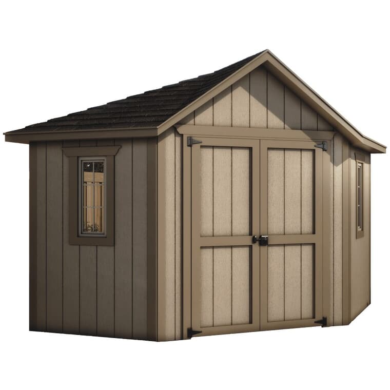 10' x 10' Corner Gable Shed Package, with Decorative Plywood Siding
