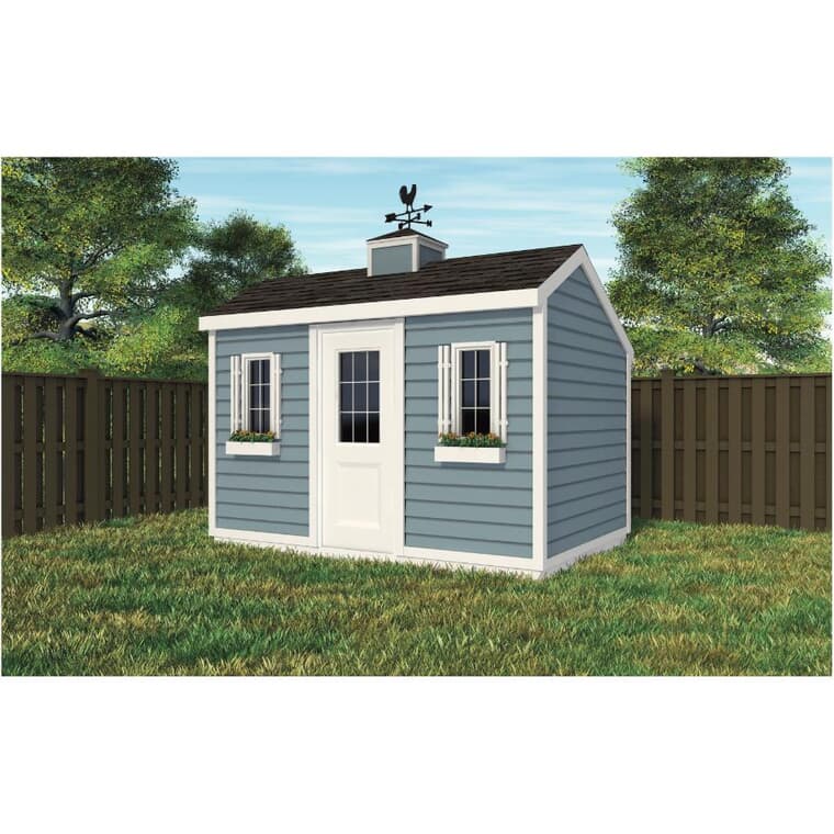 12' x 8' Gable Shed Package, with Salt Box Roof and Vinyl Siding