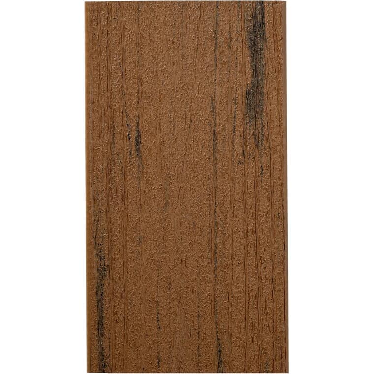 Planche de terrasse de 1 po x 5-1/2 po x 20 pi avec rebord carré, chêne brun